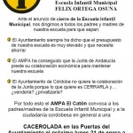 AMPA El Catón convoca una acción de protesta el lunes 21 de enero contra el cierre de la escuela pública municipal